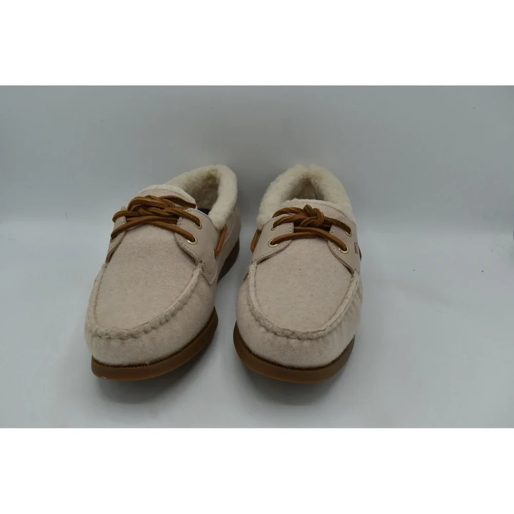 Sperry Women Size 10 AO 2 Eye Lined Faux Shearling Light Pink Suede Boat Shoes